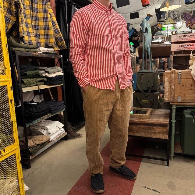 TOPANGA Men's レッド＆ホワイト ストライプシャツ 赤 白