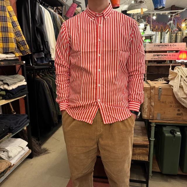 TOPANGA Men's 　レッド＆ホワイト　ストライプシャツ　赤　白　ストライプシャツ　薄手　インナーシャツ　スタイリッシュ TOPANGA Men's レッド＆ホワイト ストライプシャツ 赤 白