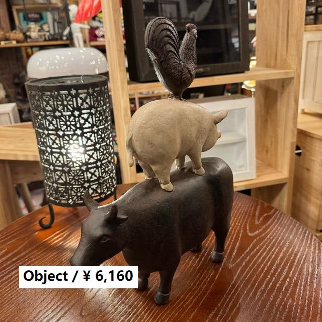 ヴィレッジファームオブジェ ブラウン 農場 動物 アニマル うし ぶた