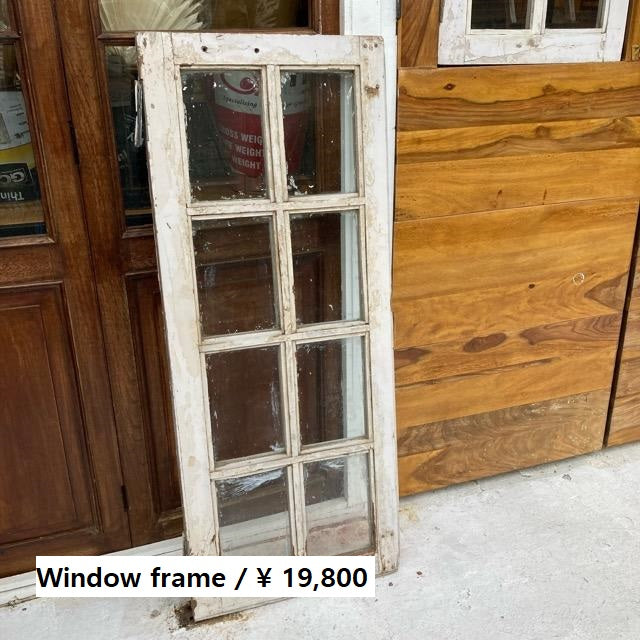 インド アンティークのガラス窓枠 46×111 ホワイト – BON ETO vikings