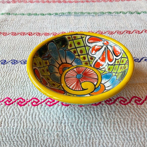 メキシコ　グアナファト焼　ミニボウル　イエロー　小鉢　ヨーグルト　フルーツボウル　小皿　おつまみ　豆皿