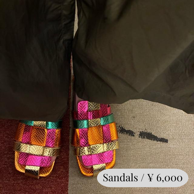 TOPANGA Footwear　メタリックカラー編み込みサンダル　ミュール　スクエアトゥ　リゾート　37　38　39　40　　
