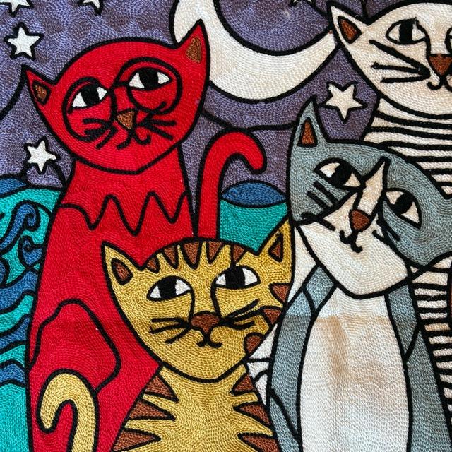 TOPANGA Homefurnishing Cat Embroidery Cushion Cover　45×45cm　G