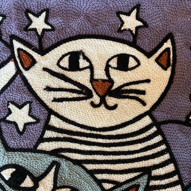 TOPANGA Homefurnishing Cat Embroidery Cushion Cover　45×45cm　G