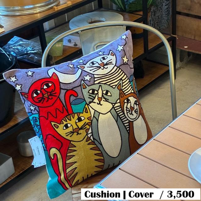 TOPANGA Homefurnishing Cat Embroidery Cushion Cover　45×45cm　G