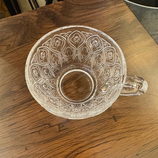 ガラス カップ & ソーサー フィオーレ　クリア　ソーダガラス　食器　アンティーク　レトロ　キッチン　ダイニング　花柄装飾　海外　モーニング