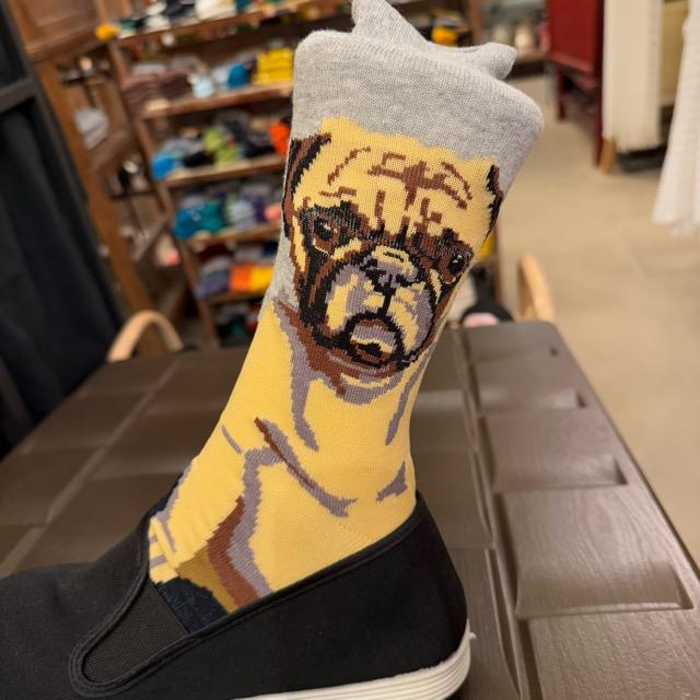 TOPANGA SOCKS Ledy‘s リアルパグソックス　イヌ　パグ　靴下　おすわり　たれ耳　スニーカー　スニーカーソックス　