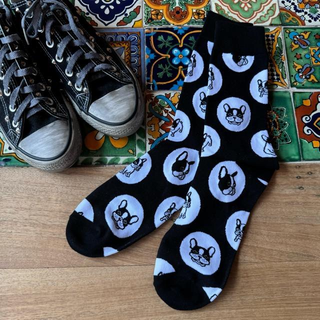 TOPANGA SOCKS Men's　ゴンちゃんソックス　靴下　メンズソックス　フレンチブルドッグ　派手ソックス　ハイソックス　　動物ソックス　プチギフト