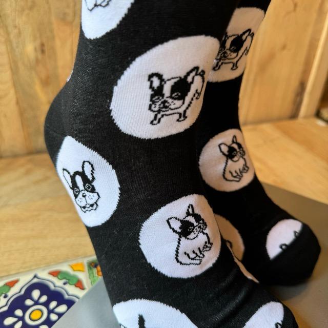 TOPANGA SOCKS Men's　ゴンちゃんソックス　靴下　メンズソックス　フレンチブルドッグ　派手ソックス　ハイソックス　　動物ソックス　プチギフト