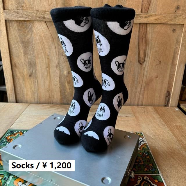 TOPANGA SOCKS Men's　ゴンちゃんソックス　靴下　メンズソックス　フレンチブルドッグ　派手ソックス　ハイソックス　　動物ソックス　プチギフト