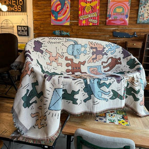 TOPANGA Homefurnishing　ヒューマンスローケット　180×130cm　ヒューマン　ひざ掛け　人間　歴史　文明　インテリア　ソファ　ベッド　カバー　クッション