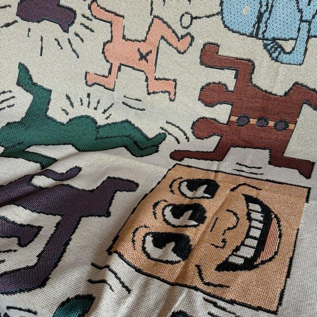 TOPANGA Homefurnishing　ヒューマンスローケット　180×130cm　ヒューマン　ひざ掛け　人間　歴史　文明　インテリア　ソファ　ベッド　カバー　クッション