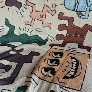 TOPANGA Homefurnishing　ヒューマンスローケット　180×130cm　ヒューマン　ひざ掛け　人間　歴史　文明　インテリア　ソファ　ベッド　カバー　クッション