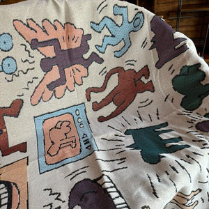 TOPANGA Homefurnishing　ヒューマンスローケット　180×130cm　ヒューマン　ひざ掛け　人間　歴史　文明　インテリア　ソファ　ベッド　カバー　クッション