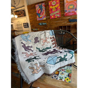 TOPANGA Homefurnishing　ヒューマンスローケット　180×130cm　ヒューマン　ひざ掛け　人間　歴史　文明　インテリア　ソファ　ベッド　カバー　クッション