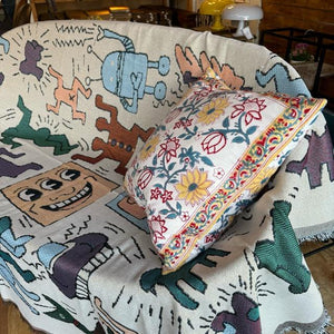 TOPANGA Homefurnishing　ヒューマンスローケット　180×130cm　ヒューマン　ひざ掛け　人間　歴史　文明　インテリア　ソファ　ベッド　カバー　クッション