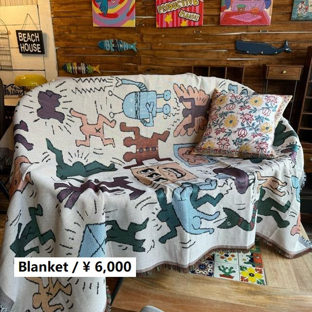 TOPANGA Homefurnishing　ヒューマンスローケット　180×130cm　ヒューマン　ひざ掛け　人間　歴史　文明　インテリア　ソファ　ベッド　カバー　クッション