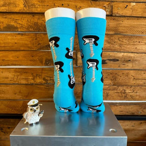 TOPANGA SOCKS Lady's　お魚ギター　水色　靴下　メンズソックス　レディースソックス　クルーソックス　ギター　海の中　お魚　楽器　プチギフト