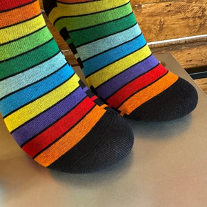 TOPANGA SOCKS Lady's　レインボーピアノソックス　虹色　虹　ピアノ　音楽　楽器　靴下　スニーカー　クルーソックス　可愛い　派手　ボーダー　プチギフト