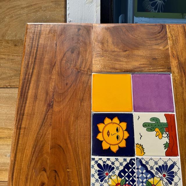 TOPANGA Furniture　アカシアウッド×メキシコタイル天板　97×61cm　テーブル　天然木　合板　リビング　ダイニング　家具　オリジナル　ハンドメイド　　