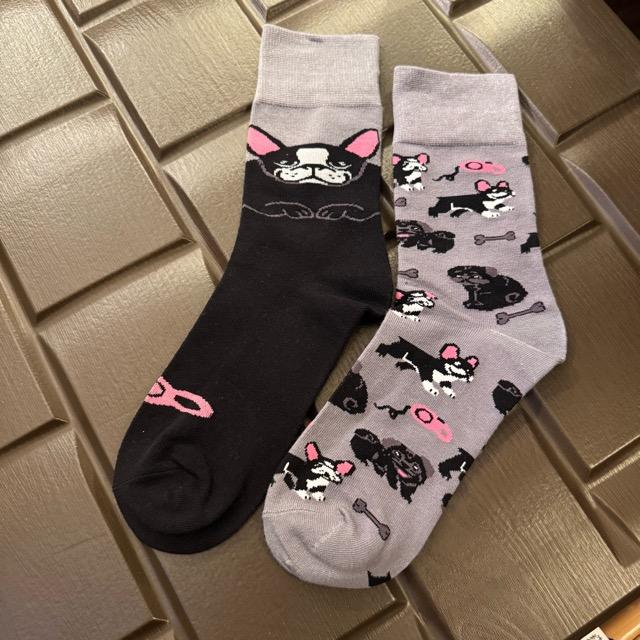 TTOPANGA SOCKS Lady's　アシンメトリーブルソックス　ベアー　靴下　レディース　クルーソックス　グリーン　ブラウン　スニーカー　スニーカーソックス　