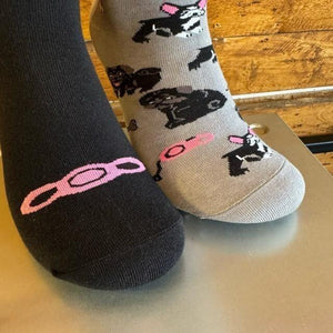 TTOPANGA SOCKS Lady's　アシンメトリーブルソックス　ベアー　靴下　レディース　クルーソックス　グリーン　ブラウン　スニーカー　スニーカーソックス　