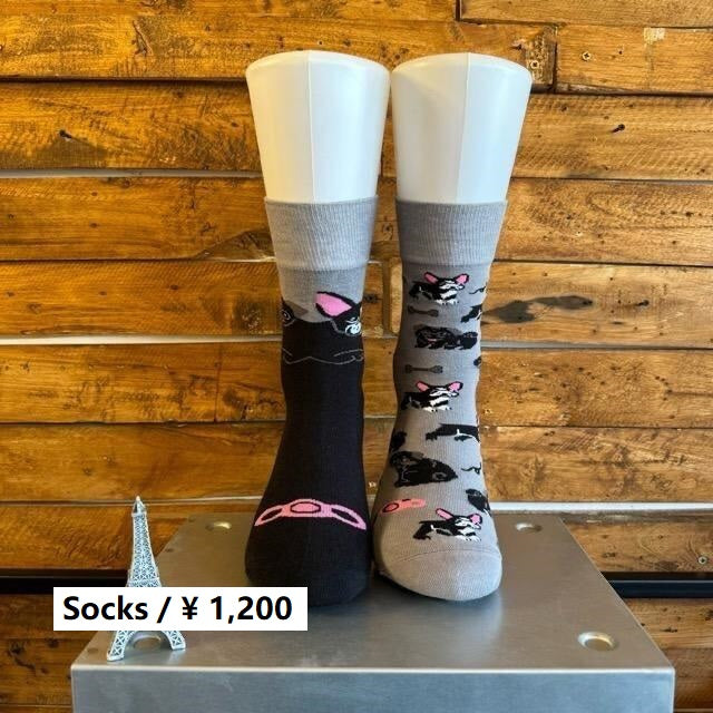 TTOPANGA SOCKS Lady's　アシンメトリーブルソックス　ベアー　靴下　レディース　クルーソックス　グリーン　ブラウン　スニーカー　スニーカーソックス　