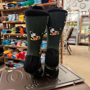 TOPANGA SOCKS Men's　テリア　靴下　メンズソックス　派手ソックス　犬　いぬ　イヌ　ドッグ　アニマル　グリーン　足元ファッション　プチギフト