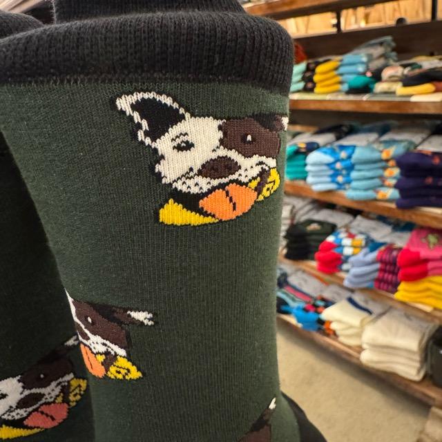 TOPANGA SOCKS Men's　テリア　靴下　メンズソックス　派手ソックス　犬　いぬ　イヌ　ドッグ　アニマル　グリーン　足元ファッション　プチギフト