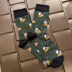 TOPANGA SOCKS Men's　テリア　靴下　メンズソックス　派手ソックス　犬　いぬ　イヌ　ドッグ　アニマル　グリーン　足元ファッション　プチギフト