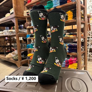 TOPANGA SOCKS Men's　テリア　靴下　メンズソックス　派手ソックス　犬　いぬ　イヌ　ドッグ　アニマル　グリーン　足元ファッション　プチギフト