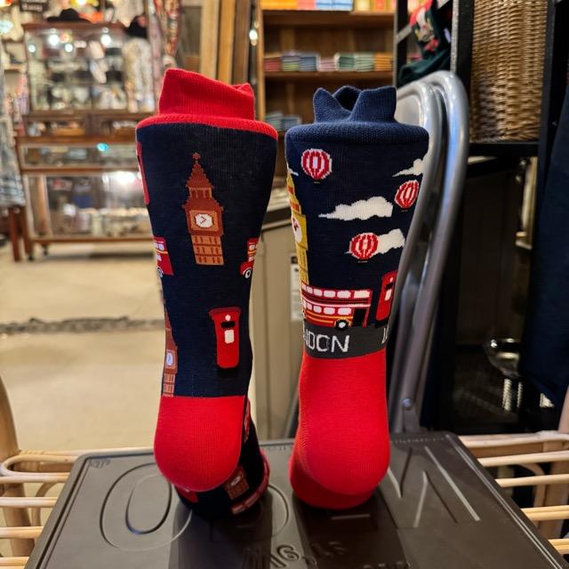 TOPANGA SOCKS Lady's　アシンメトリーソックス　イギリス　ビッグベン　ロンドン　ソックス　世界遺産　海外　旅行　足元ファッション　靴下　プチギフト　