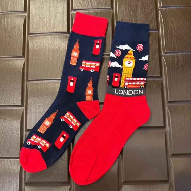 TOPANGA SOCKS Lady's　アシンメトリーソックス　イギリス　ビッグベン　ロンドン　ソックス　世界遺産　海外　旅行　足元ファッション　靴下　プチギフト　