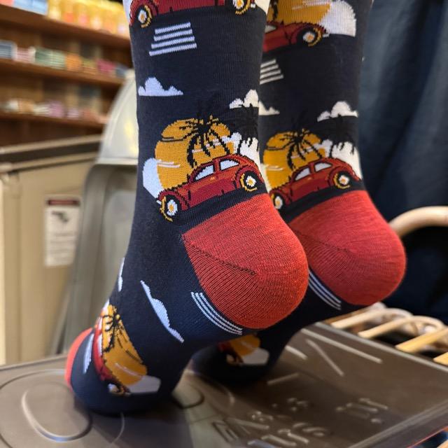 TOPANGA SOCKS Lady's　サンセットドライブ　夕日　ドライブ　旅行　スニーカー　足元ファッション　靴下　ユニーク　プチギフト　クルーソックス