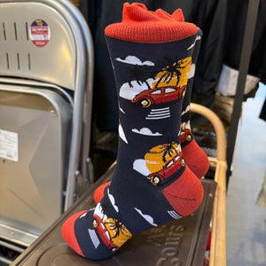 TOPANGA SOCKS Lady's　サンセットドライブ　夕日　ドライブ　旅行　スニーカー　足元ファッション　靴下　ユニーク　プチギフト　クルーソックス