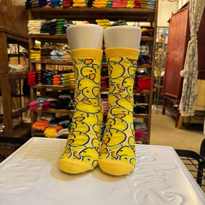 TOPANGA SOCKS Lady's　ひなアヒルの大群　アヒル　ひな　雛　黄色　靴下　ユニーク　足元ファッション　プチギフト　クルーソックス　スニーカー