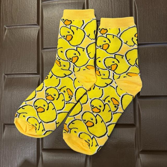 TOPANGA SOCKS Lady's　ひなアヒルの大群　アヒル　ひな　雛　黄色　靴下　ユニーク　足元ファッション　プチギフト　クルーソックス　スニーカー