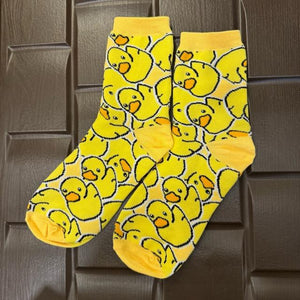 TOPANGA SOCKS Lady's　ひなアヒルの大群　アヒル　ひな　雛　黄色　靴下　ユニーク　足元ファッション　プチギフト　クルーソックス　スニーカー