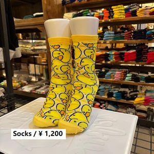 TOPANGA SOCKS Lady's　ひなアヒルの大群　アヒル　ひな　雛　黄色　靴下　ユニーク　足元ファッション　プチギフト　クルーソックス　スニーカー