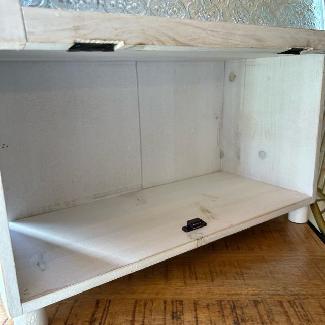 Wood and glass spice rack, white, collection box, floral pattern, glass, wooden