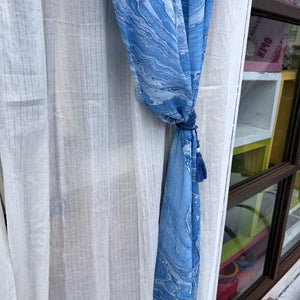 インド　マーブルダブルカーテン　ブルー　100×178cm　