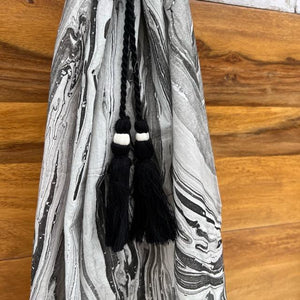 インド　マーブルダブルカーテン　ブラック　100×178cm　
