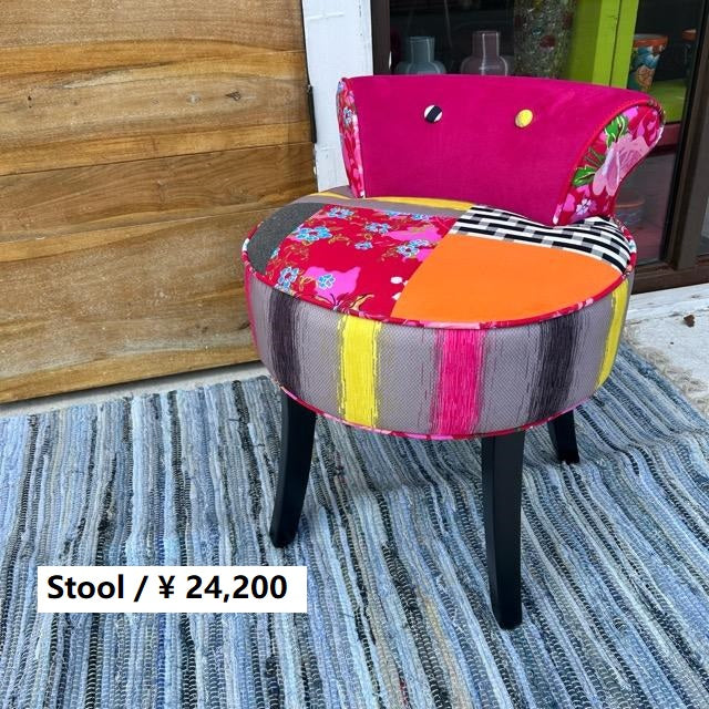 カラフルパッチワーク丸型椅子 カラフルパッチワーク丸型椅子
