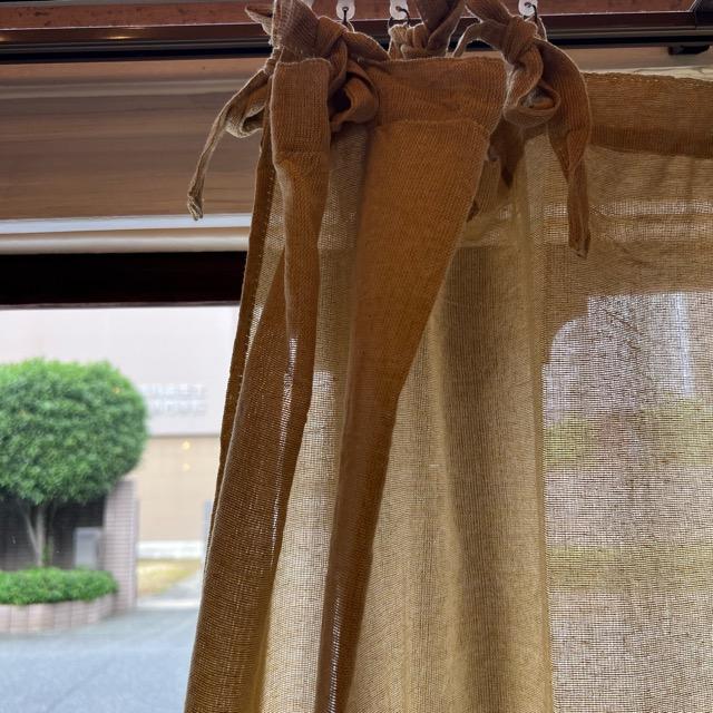 Chambray Curtains Apricot Yellow 110 x 180 cm Interior Curtains Ribbon Type Indian Cotton