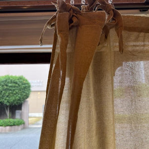 Chambray Curtains Apricot Yellow 110 x 180 cm Interior Curtains Ribbon Type Indian Cotton