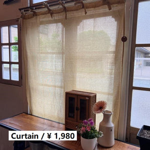 Chambray Curtains Apricot Yellow 110 x 180 cm Interior Curtains Ribbon Type Indian Cotton