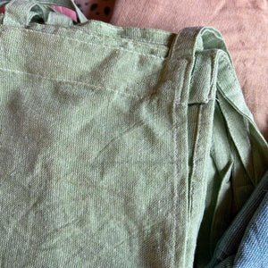 シャンブレーカーテン　ペールグリーン　110×180cm　インテリア　カーテン　リボンタイプ　インド　コットン