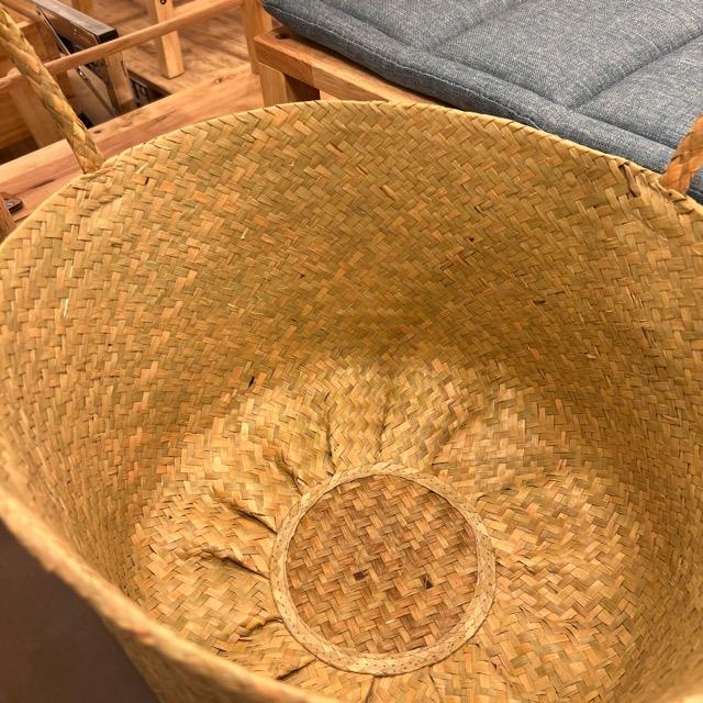 シーグラスかごバスケット Mサイズ　家具　インテリア　収納　小物入れ　バスケット　持ち手付き　ガーデニング　鉢カバー