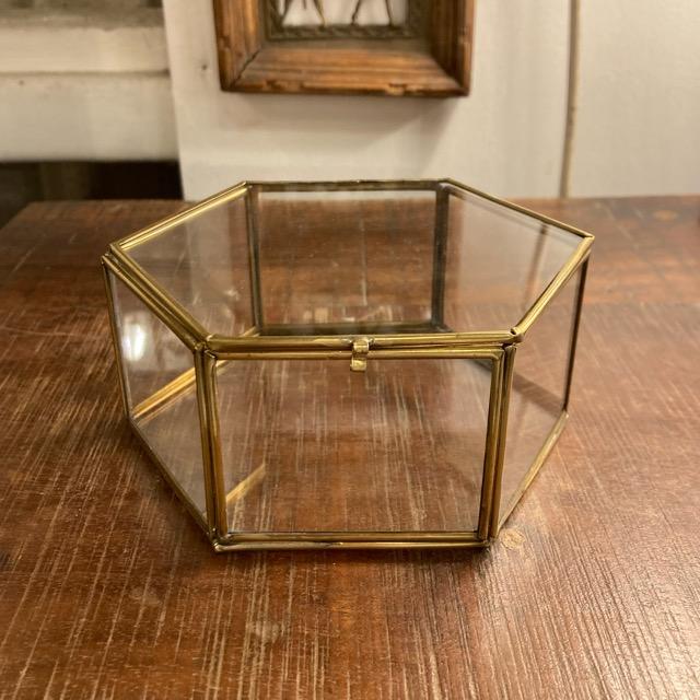 ガラス六角BOX　サイズXL　インテリア　雑貨　収納　ケース　小物　アクセサリー　