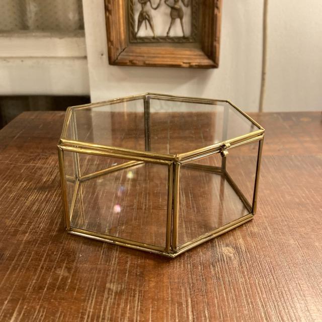 ガラス六角BOX　サイズXL　インテリア　雑貨　収納　ケース　小物　アクセサリー　